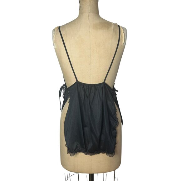 Vintage black nylon top and string bikini bottoms Size S - Picture 4 of 6